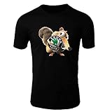 Skoda Ice Age Scrat T-Shirt Logo Clipart Herren CAR Auto Tee TOP SCHWARZ WEIß Short Sleeves Present Christmas (XL, Schwarz)