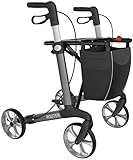 hablicare® Premium Leichtgewicht-Rollator Set Router, mit einem Handgriff faltbar, Alurollator mit Vollausstattung incl. hablicare® Sicherheitsreflektoren! (L, grau)