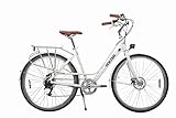 OOLTER E-Bike 28 Zoll Damen City Fahrrad Pedelec, 7 Gang Aluminium Elektro Rad mit Scheibenbremse 250W Motor, Weiß