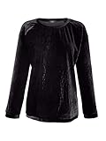 Dress in Damen Samtshirt Langarm in Schwarz mit Rag