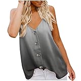 WinDinner Damen Spaghetti Top Sommer Locker Unterhemd Spaghettiträger Basic Tank Tops mit Taste Shirt Ärmellos T-Shirts Tank Tunika Weste Sommer Strand Bluse S