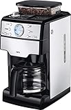 AEG KAM 400 Kaffeemaschine / integriertes Mahlwerk / 9 Mahlgradeinstellungen / programmierbarer Timer / Kaffeepulver, Kaffeebohnen / Aroma / 1,25 l / Sicherheitsabschaltung / Edelstahl / schw