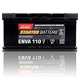 ENVA Autobatterie 12V 110Ah 920A Starterbatterie PKW Batterie Wartungsfrei +30% Startleistung - Ersetzt 88Ah 90Ah 95Ah 100Ah 120