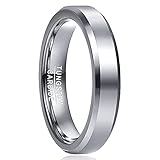 Cloyo Wolfram Ring Eheringe Silber Verlobungsringe Herren Partnerringe Ring Mann Schlicht Polierter 4mm Größe 49(15,6)