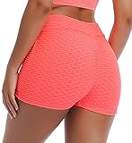 SLIMBELLE Yoga Shorts Damen Kurze Leggings Sexy Scrunch Butt Yogahose Po Push Up Hotpants Boom Booty Lift Sport Fitness Gym Pants Hose Honeycomb Sommer Aktivwear Anti Cellulite Sporthose L