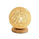 LED Natürliche Rattan Tischlampe Weidenzweig Dekoration Kreativ Globus Beige Holzsock
