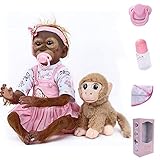 ZIYIUI 21inch 52cm Monkey Doll Reborn Wirklich lebensechte Schimpansen Handgemachte Weiche Silikon Vinyl Realistisch aussehende süße Babypuppen Kleinkind Mädchen Spielzeug