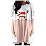 CHUNT Damen Pullover Langarmshirts Weihnachten Urlaub Gedruckt T-Shirts Langarm Nähen Farbe Lässige Top Bluse Ob