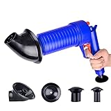 BOENXUA Druckluft Rohrreiniger Pipe Cleaning - Inklusive 3 Adaptern - Für WC & Abfluss Verstopfung,B