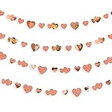 12.4 m rotgoldenes Herz-Banner doppelseitiges Papiergirlande, zum Aufhängen, für Hochzeit, Geburtstag, Jahrestag, Bachelorette, Verlobung, Braut, Babyparty, Junggesellinnenabschied, Dek