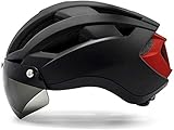 LLDKA Fahrradhelm mit Sicherheitsbrille, leicht, wiederaufladbar, L