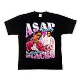 Herren ASAP Rocky Testing T-Shirt, Roboter Rundhals Kurzarm, Rapper-T-Shirt Aus Baumwolle (3,L)