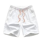 G-real Badehose für Herren Jungen Badeshorts für Männer Kurz Vielfarbig Schnelltrocknend Beachshorts Boardshorts Strand Shorts Trainingshose mit Mesh-Futter und Verstellbarem Tunnelzug (Weiß, XL)