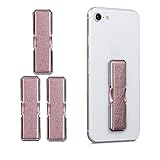 kwmobile 3X Smartphone Fingerhalter mit Ständer - Selbstklebende Handy Fingerhalterung kompatibel mit iPhone Samsung Sony Handys - Set - Roség