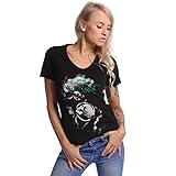 Yakuza Damen Bubble Skull V-Neck T-Shirt, Schwarz, XL