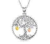 Baum des Lebens Halskette, Damen 925 Sterling Silber Lebensbaum Anhänger Feiner Schmuck mit Kette 18inch Geschenke mit Box