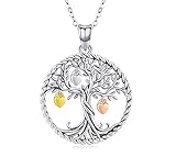 Baum des Lebens Halskette, Damen 925 Sterling Silber Lebensbaum Anhänger Feiner Schmuck mit Kette 18inch Geschenke mit Box