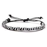 Gewebtes Armband,Weißes Schwarzes Seil Handgemachtes Gewebtes Chinesisches Treppen-Knoten-Verstellbares Charm-Armband Böhmischer Schmuck Glückliches Freundschaftsgeschenk Für Männer F