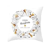 Bcughia Kissenhülle Weihnachten, Deko Kissenbezüge Blumen Weiß Orange Polyester Merry Christmas Weihnachten 1 Kissenbezug 40x40