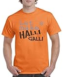 Comedy Shirts - Let's Make Halli Galli - Herren T-Shirt - Orange/Blau-Braun Gr. S