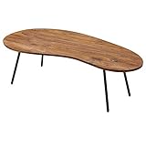 FineBuy Design Couchtisch FB50927 122 x 36 x 63 cm Sheesham mit Metallbeinen schwarz | Nierentisch Massivholz | Holztisch Tischbeine Metall | Cooler Massivholztisch | Tisch F