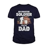 Uzubunki Army Dad Gift My Favorite Soldat Calls Me Dad, Military Vater Tshirt, Veteran Soldat, Armee, Irak Krieg, Armee Offizier Vater Geschenk T-Shirt, Unisex Marineblau, XL