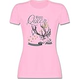 Kompatibel mit Oktoberfest Damen Trachtenshirt - Wiesn Queen - XXL - Rosa - t Shirt Bayern - L191 - Tailliertes Tshirt für Damen und Frauen T-S