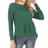 Damen Rundhals Langarm Tops Side Split Lose Lässige Strickpullover Pullover Bluse Damen einfarbig Rundhals T-Shirt Damen Lässige Langarm Rundhals Lose Tunika T-Shirt Bluse Top