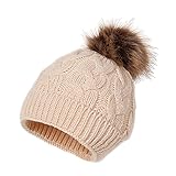 MRULIC Baby Kleinkind Hut WintermüTze Gestrickte Warme SkimüTze SchöNe Pompom Kinder Beanie Winter Hut MäDchen Jungen Geburtstag Geschenk