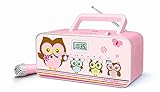 Muse M-29KP CD-Radio für Kinder mit Mikrofon und Sing-A-Long Karaoke Funktion (CD / MP3, USB, AUX-In, LCD-Display, Teleskopantenne), Pink mit E