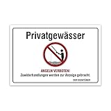 Aluverbund Hinweis Schild 30x20cm Wetterfest Kratzfest UV beständig - Privatgewässer Angeln verb