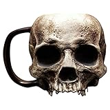 SSLLM Skull Mug Halloween Dekorationen Schädel Shape Kaffeetasse Tasse Schädel Becher mit Griff 3D Horror Totenkopf Becher für Wein, Getränke, Champagner, Cocktails Personalisiertes Geschenk