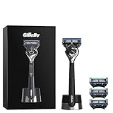 Gillette Fusion 5 Power Nassrasierer Herren, Rasierer + 4 Rasierklingen + 1 Stand, Geschenk M