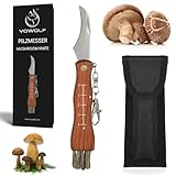 YOWOLF Pilzmesser mit Bürste und Lineal Premium Champignon Taschenmesser aus Rostfreiem Edelstahl Hochwertiges Trüffel Taschenmesser mit Schlüsselring Schwammerlmesser Klappmesser Messer mit T