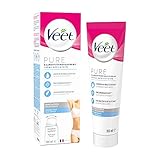 Veet PURE Haarentfernungscreme – Für sensible Haut geeignet – Anwendung für Bikini & Achseln - 100 ml Tube mit gewölbtem Applikator und Sp