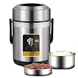 Yeah-hhi Lunchboxen Für Erwachsene Kalt/Warm 12H Edelstahl-Auslaufsicherer Lebensmittelbehälter Für Männer, Büro, Picknick, Reisen,Silber,2.5L