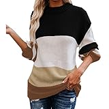 WAEKQIANG Damen Herbst Und Winter Damen Strickpullover Mode Lose GroßE GrößE Ol Rundhals Gestreifter Pullover D