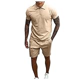 Herrenhemden Kurzarm BüGelfrei T-Shirt Stehkragen Shorts Modern Dickes Hemd Regular Fit Hemden Zweiteiliger Anzug Oberteile In GroßEn GrößEn Herren Stehkragenhemd +Short lauschig