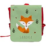 Kinder-Rucksack mit Namen Sandra und schönem Motiv mit Aquarell-Fuchs | Rucksack | Backpack