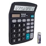 RENUS Standard Taschenrechner 12-stelliger Tischrechner Dual-Power (Solar und Batterie),Schw