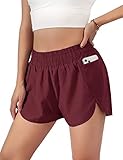 Blooming Jelly Damen Lauf-Shorts, schnelltrocknend, elastisch, mit Taschen, 4,4 cm, Dunkelweinrot, XX-Larg