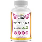 SHAPE ANGEL Bio Weizengras Kapseln hochdosiert mit Vitamin C I Nahrungsergänzungsmittel für Frauen 100% natürlich & vegan I Kontrolliert biologischer Anbau I Made in Germany I 90 Kap
