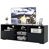 Fernsehtisch Fernsehschrank TV Lowboard TV Board TV-Stand Moderne TV-Bank 130 cm Kabinetttisch Mit 16 Farben LED RGB-Beleuchtung TV-Einheit Für Wohnmöbel, 130 X 33,5 X 45 cm Schw