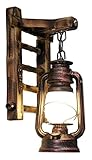 Retro Bambusleiter Wandlampe Glaslampenschirm LED Restaurantkorridor Gang Dekorative Beleuchtung Wohnzimmer Hintergrund Wand Hurrikan Lampe Sturm Camping Laterne 14. 9* 9. 4 in camping