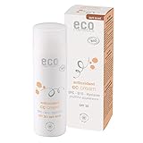 eco cosmetics Bio CC Cream, Tagescreme getönt mit OPC, Q10 und Hyaluronsäure, vegane Anti Faltencreme, LSF 30 (dunkel) 50