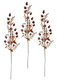 Künstlicher Herbstzweig mit Eicheln Beeren und Herbstlaub Herbstlich Blume Herbst Deko Herbstdeko Kunstblume Herbstblume Seidenblume Plastikblume Ahornblätter Zweig für Vase Halloween G