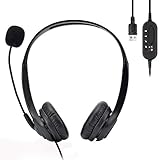 USB Headset Binaural, PC Headset, Computer Kopfhörer mit Geräuschunterdrückendem Mikrofon, USB Kabel Headset mit Lautstärkeregler für Skype, Webinar, Call Center, Online Unterricht, Spiele, PC