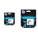 HP - Original-Tintenpatrone F6U66AE, HP 302, für HP Deskjet 1110 - Schwarz, Kapazität: ca. 190 Seiten / 5%, Farbe (01) 1 x Tintenpatrone & 302 Original Druckerpatrone, schw