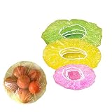 Kunststoff-Lebensmittelabdeckungen, 60 Stück, wiederverwendbar, transparent, BPA-frei, elastisch, bunt, für Schüsseln, Teller, Speisereste, Familie, Picknick, 3 Größ