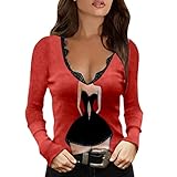 Top Damen Sexy Top V-Ausschnitt Top mit Spitze Ärmellose Tank Top Weste Slip Sommer Strand Vest Top Bluse(A18 - Red, Large)